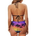 thumbnail image 6 of Chririnla Women's Halter Neck Two Piece Bikini Set - Sunset Coconut Tree Print, Quick Dry & Figure Hugging - Perfect for Beach Vacation & Pool Party, 6 of 9