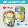 thumbnail image 4 of 12oz Stemless Wine Tumblers Yellow Lemon Fruit Berries Beige Pattern Vacuum Insulated Stainless Steel Travel Tumbler Cups Mug with Lid and Straw for Champaign,Cocktail,Beer with Cleaning Brush, 4 of 5