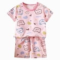 thumbnail image 4 of HCNTES Baby Girl Summer Outfit Toddler Baby Girl Clothing Set Cartoon Print T-Shirt and Gingham Shorts Set for 0-6T, 4 of 4