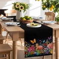 thumbnail image 3 of Burlap Table Runner 36 Inches Long,Spring Watercolor Flower Butterfly Non-Slip Kitchen Table Runners for Dining Room Everyday Use Party Table Decorations Country Plant on Black, 3 of 9