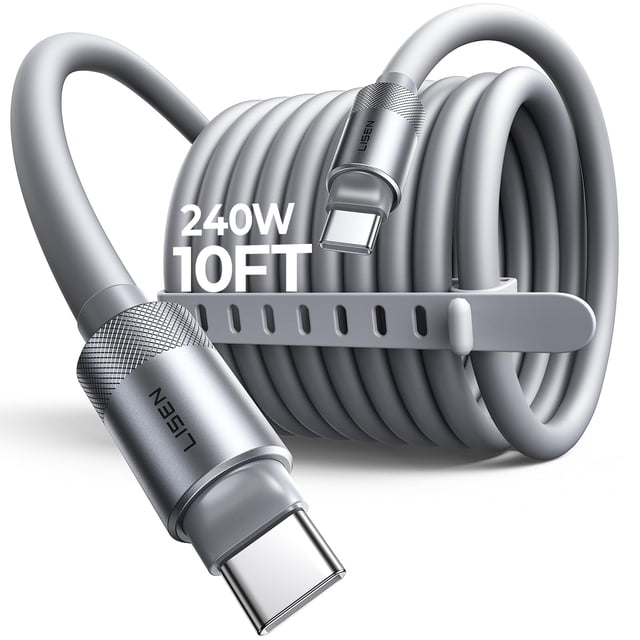Cable USB-C LISEN de 3 m, 240 W, carga rápida, silicona