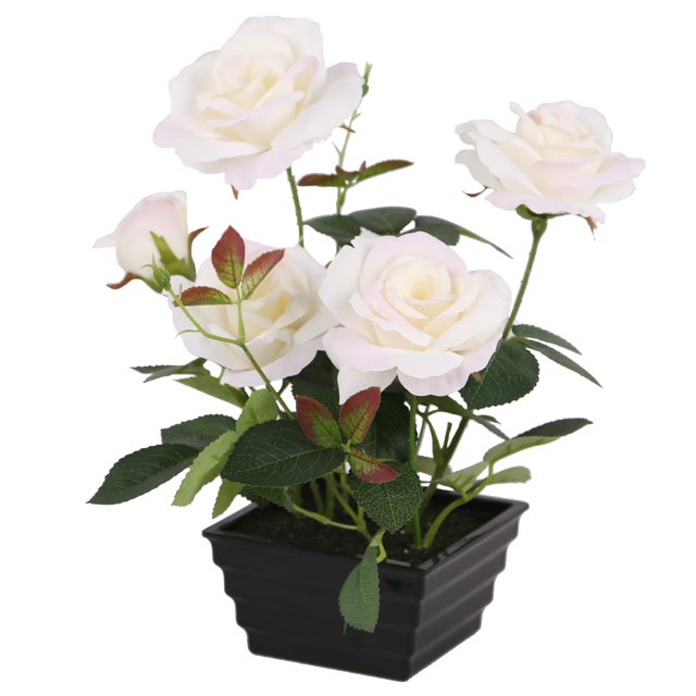 Flores de rosas blancas National Tree Company en macetas de 11'