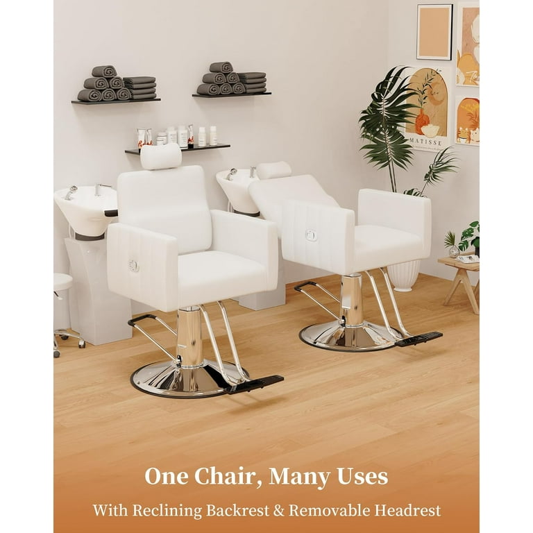 Hair Stylist White Reclining Salon Chair Styling Salon Chair At