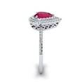 thumbnail image 4 of SuperJeweler 1 Carat Pear Shape Created Ruby and Double Halo Diamond Ring In Sterling Silver For Women, 4 of 6