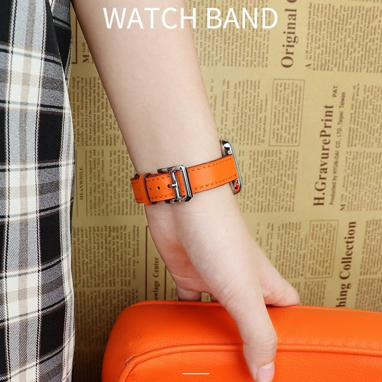 Double Tour Genuine Leather Bracelet Orange
