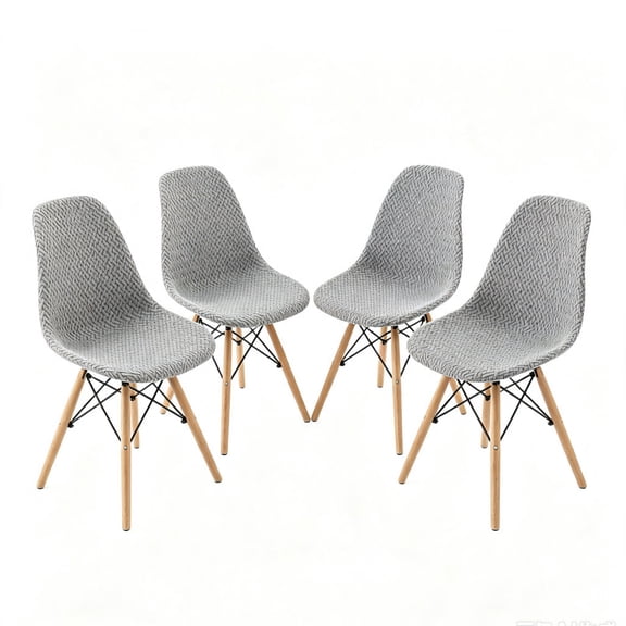 Jademall 4-Pack Stretch Dining Chair Slipcovers, Mid Century Modern Jacquard Armless Chair Covers, Washable Protector - Dark Grey
