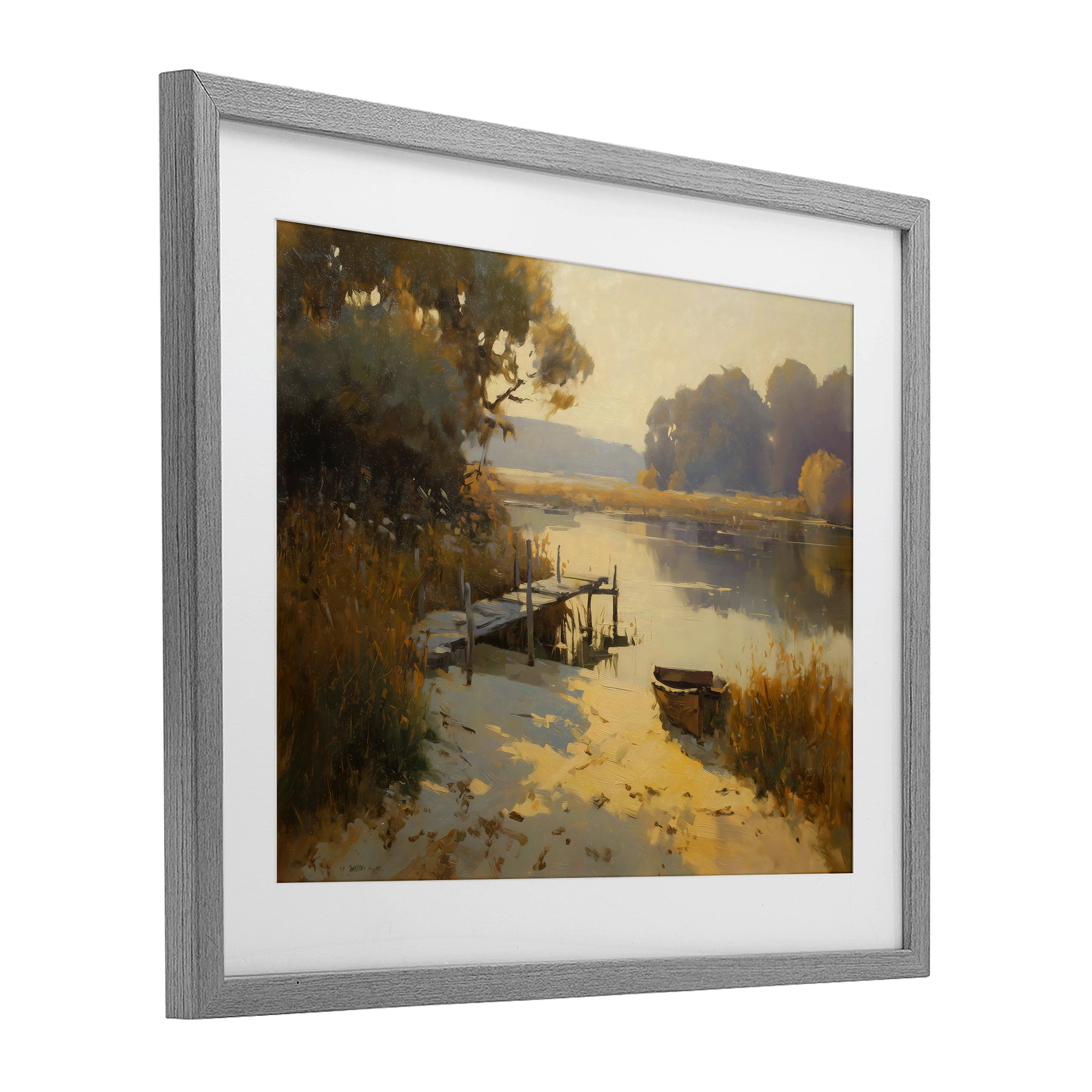 Golden Hour in Autumn Gray Framed Print Under Glass, design by Arlington Prints