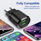 thumbnail image 4 of Enchufe de la UE 2 puertos Cargador USB 2.1A Teléfono de pared Tableta Cargador rápido (Negro), 4 of 7
