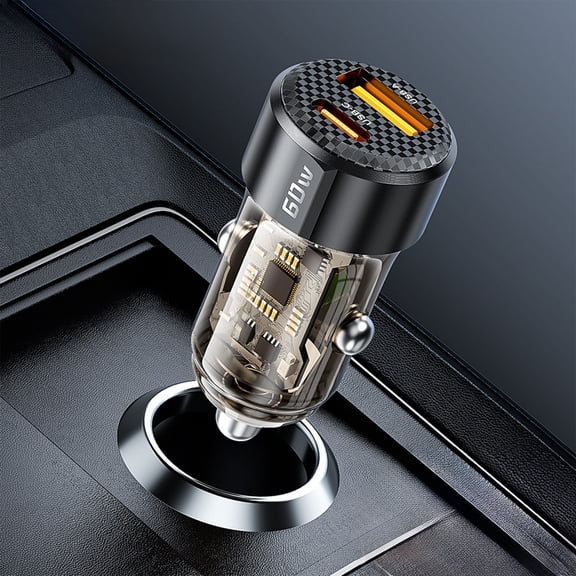 Gzhgfqoyut USB C Car Charger Fast Charging Adapter Transparent Shell Car Accessory