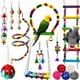 thumbnail image 1 of Juego de Juguetes Colgantes para Loros con Campanas y Columpio de Madera, Set de 15 Piezas, 1 of 7