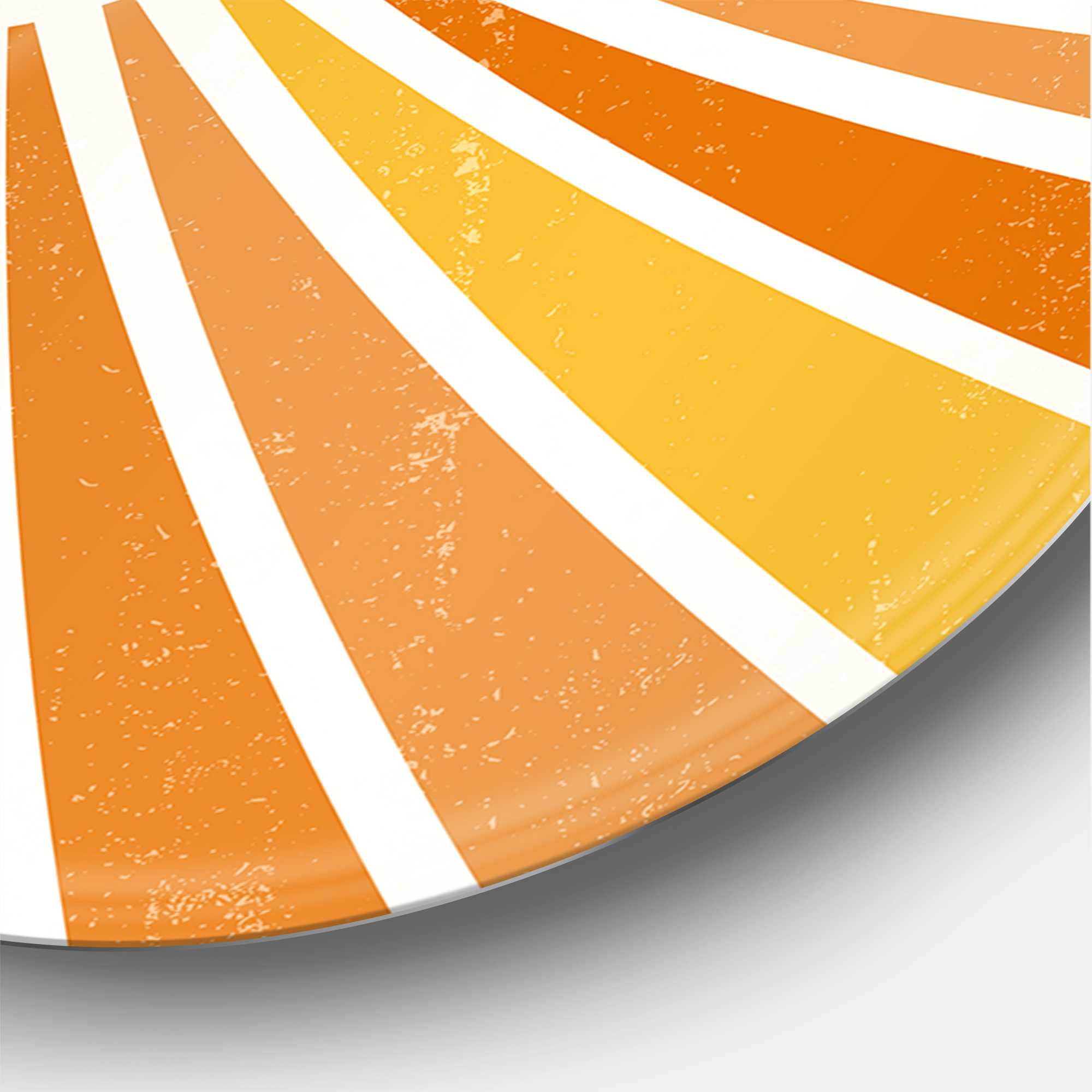 Designart 'Minimal Bright Shining Orange Sun Rays I' Modern Circle Metal Wall Art 23x23 - Disc of 23