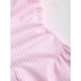 thumbnail image 3 of Striped Short Sleeve Shirt Dress with Waist Cinch, Slimming A-Line Blouse Dress for Summer, 3 of 5