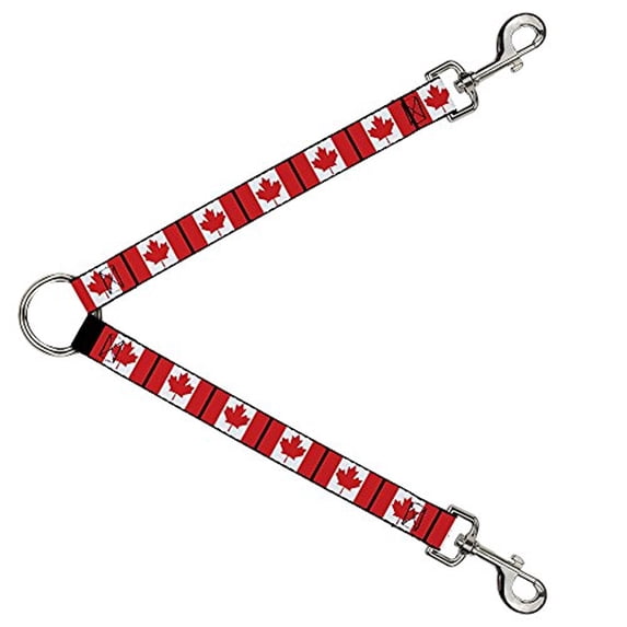 Buckle-Down Leash Splitter - Canada Flags - 1" Wide - 30" Length