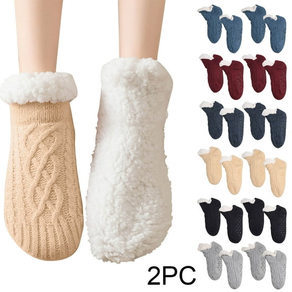HomeDM Kids Boys Girls Warm Socks 1 or 2 Pairs Winter Thermal Warm Cozy Thick Cushion Socks Toddler Cute Fuzzy Ankle Crew Non-Slip Socks 3-4 Years