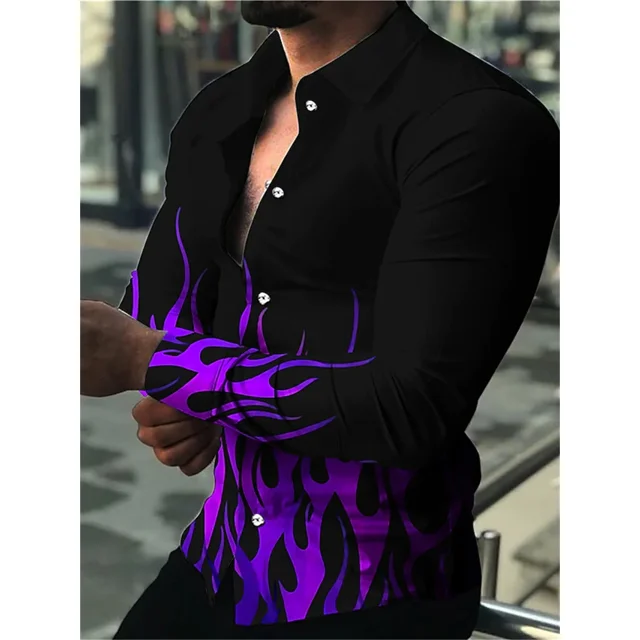 Cárdigan de lujo de moda de fiesta para hombre, camisa de solapa con botones para hombre, camisa informal con estampado de manga larga, ropa de diseñador para hombre