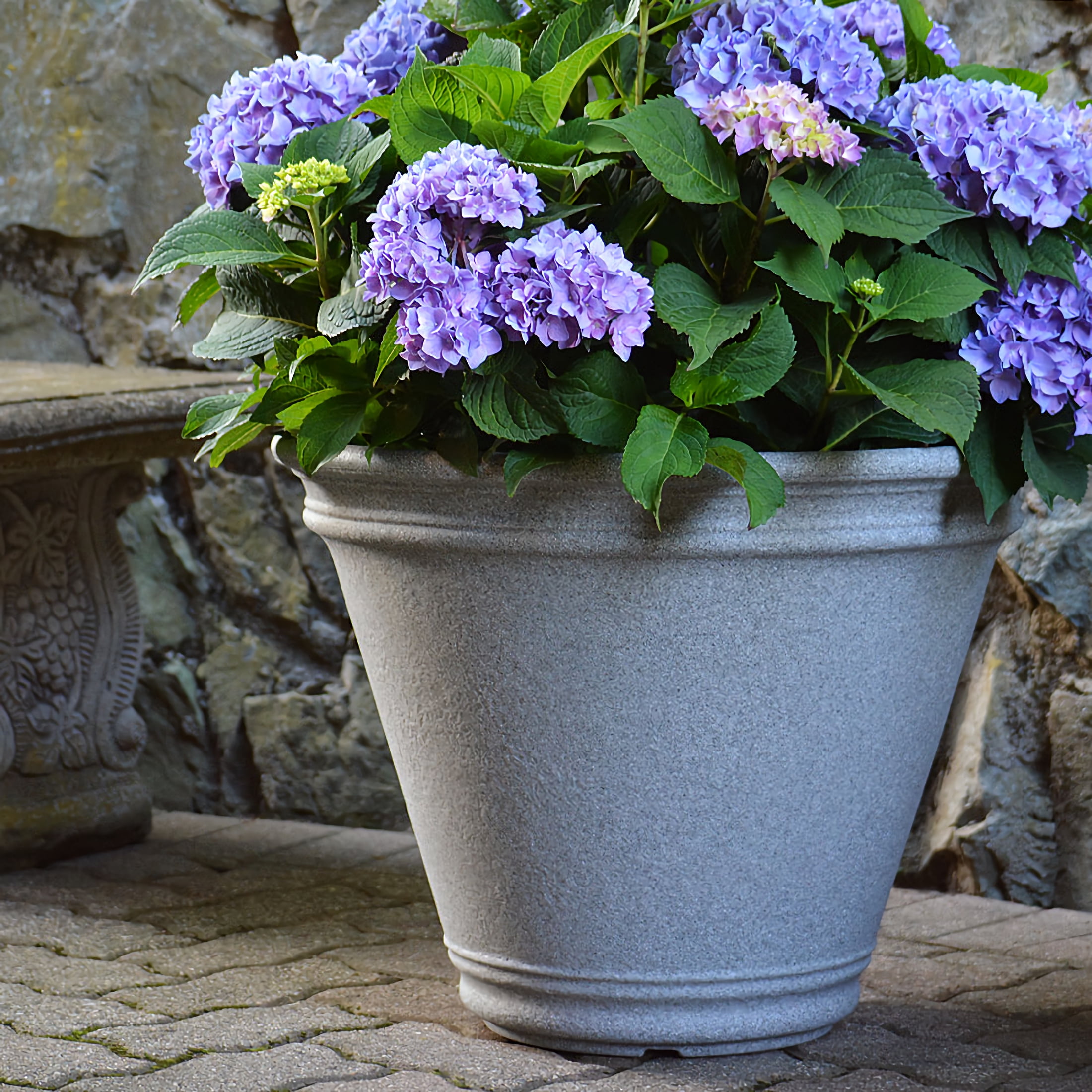 22.5" Milano Large Round Planter. Frost Resistant Polyresin Outdoor Flowerpot Patio Garden