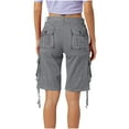 thumbnail image 3 of Women's Cotton Casual Multi-Pockets Relaxe-Fit Twill Bermuda Cargo Shorts, 3 of 6