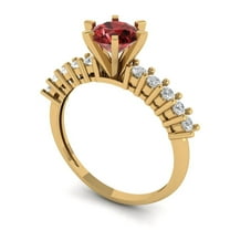 1.05ct round cut red natural garnet 18k yellow gold Bridal Wedding Engagement Promise Anniversary Ring for Women size 3.5