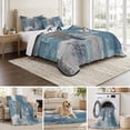 thumbnail image 6 of King Quilt Set 96''x106'', Blue Grey Lightweight Summer Bedspread Coverlet Set with 2 Pillow Shams, Modern Oil Painting Art Abstract Breathable All Season Quilt Bedding for Bedroom/Guest Room, 6 of 9