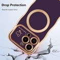 thumbnail image 4 of XUCP-Magnetic Case for iPhone 16 [Work with Magsafe] Curly Wave Shape Plating Frame Cute Love Heart Cover, Full Camera Lens Protection Soft Durable TPU Shockproof Case, Dark Purple, 4 of 4