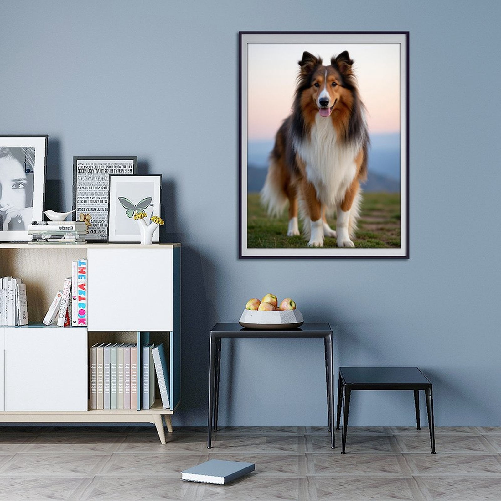 Diamond Art Kit for Adults, Sunset Majestic Shetland Sheepdog Diamond Painting for Adults Beginners, DIY Diamond Art Painting Kits, 5D Diamond Painting Crafts for Home Decor 12x16 Frameless