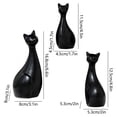 thumbnail image 3 of Xecvkr Ceramic Pet Family Cat Figurine Art Sculpture Porcelain Parent Kids Office Living Room Shelf Desktop Centerpiece Keepsake Animal Lover Gift 3pcs Black, 3 of 6