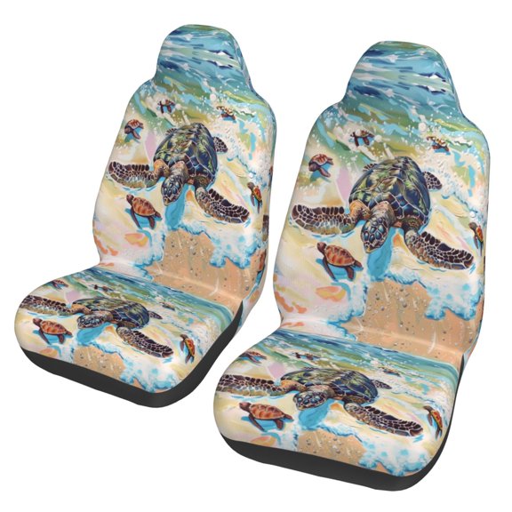 KAKALAD Beach Sea Turtle 04 Universal Car Accessories Seat Covers Set Front Vehicle Seats Protector 2 Pcs