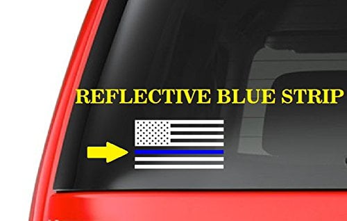 Car Laptop Cup Window Thin Red Blue Line Flag Heart Fireman Firefighter Police LEO Decal Sticker Cling