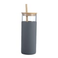 thumbnail image 3 of Taza de vidrio BLESIY con tapa de bambú alto borosilicato gris, 3 of 7
