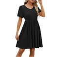 thumbnail image 6 of BUIgtTklOP Women's Short Sleeved Solid Color Loose Fitting T-shirt Round Neck Pajama Dress, 6 of 6