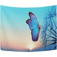 thumbnail image 2 of Morpho Butterfly Dandelion Tapestry Wall Hanging Tapestries Happy Colorful Hippie Psychedelic Art Polyester Carpet Wall Decorative for Living Room Bedroom 60x40inch, 2 of 7