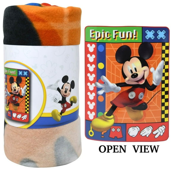 Disney Mickey Mouse, "EPIC FUN!" Fleece Throw Blanket, 45" x 60", Multi Color