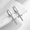 thumbnail image 4 of Cross Dangle Hoop Earrings Sterling Silver Cubic Zirconia for Women, 4 of 4
