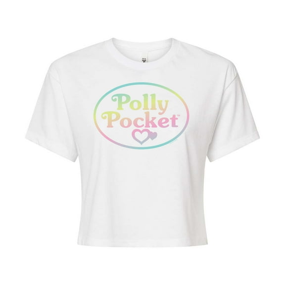 Polly Pocket - Polly Pocket Ombre Logo - Juniors Cropped Cotton Blend T-Shirt