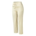 thumbnail image 5 of Gvdentm Women Athletic Work Woman Yoga Straight Leg, Casual Cotton and Linen Solid Drawstring Elastic Waist Lounge Pants and Jogger(Beige,L), 5 of 6