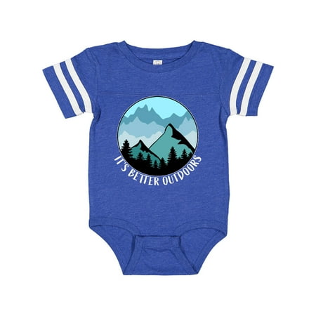 

Inktastic It s Better Outdoors Mountains in Blue Gift Baby Boy or Baby Girl Bodysuit
