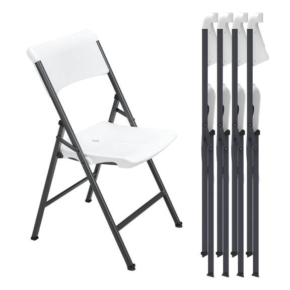 HaiNova 4 Pack White Folding Heavy Duty Chair with Reinfoced Steel Frame, 400 LB Load Bearing for Indoor/Outdoor, Wedding, Party, Restaurant, Patio