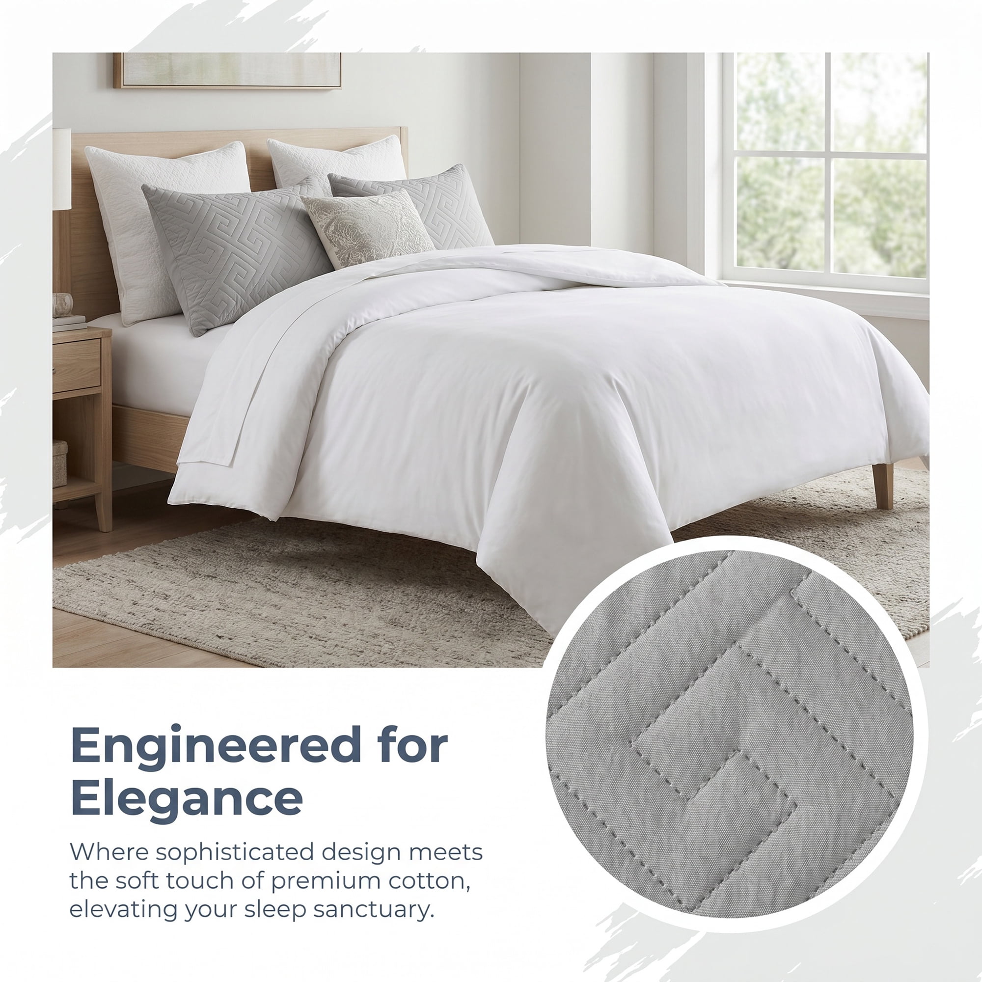 Unique Bargains Breathable Hypoallergenic Polyester Standard-size Pillow Protector Gray