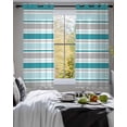 thumbnail image 3 of Grey Blue Striped Sheer Curtains 45 Inch Length 2 Panels Set for Living Room/Bedroom, Farmhouse Stripes Modern Abstract Art Kitchen Curtains Grommet Semi-Sheer Curtains Window Treatments 42"x45"x2, 3 of 7