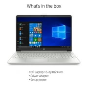 HP 15 Laptop, Intel Core i3-1005G1, 4GB SDRAM, 128GB SSD, Natural Silver, 15-dy1024wm