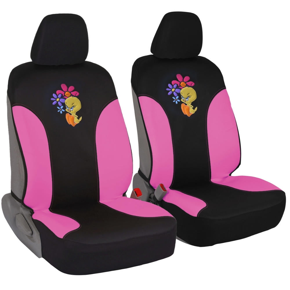 Tweet Bird Car Seat Covers 100 Waterproof Front Pair Pink Sides (Two