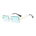 thumbnail image 4 of Gafas de sin borde de lentes de estilo de moda de estilo retro para vacaciones al aire libre de compras Rosa de fondo azul superior, 4 of 8