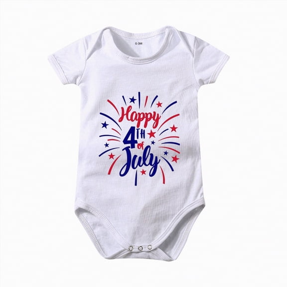 WUANDIXFA Baby Clothes 4th of July Baby Boy Girl Outfit Newborn Toddler Bubble Romper Fourth Of July Clothes 0-3 Months,White