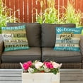 thumbnail image 5 of Turquoise Striped Outdoor Pillows Covers 18x18 for Patio Furniture Waterproof, Welcome to Our Porch Throw Pillow Covers Square Linen for Couch Outside Bench Set of 2, 5 of 6