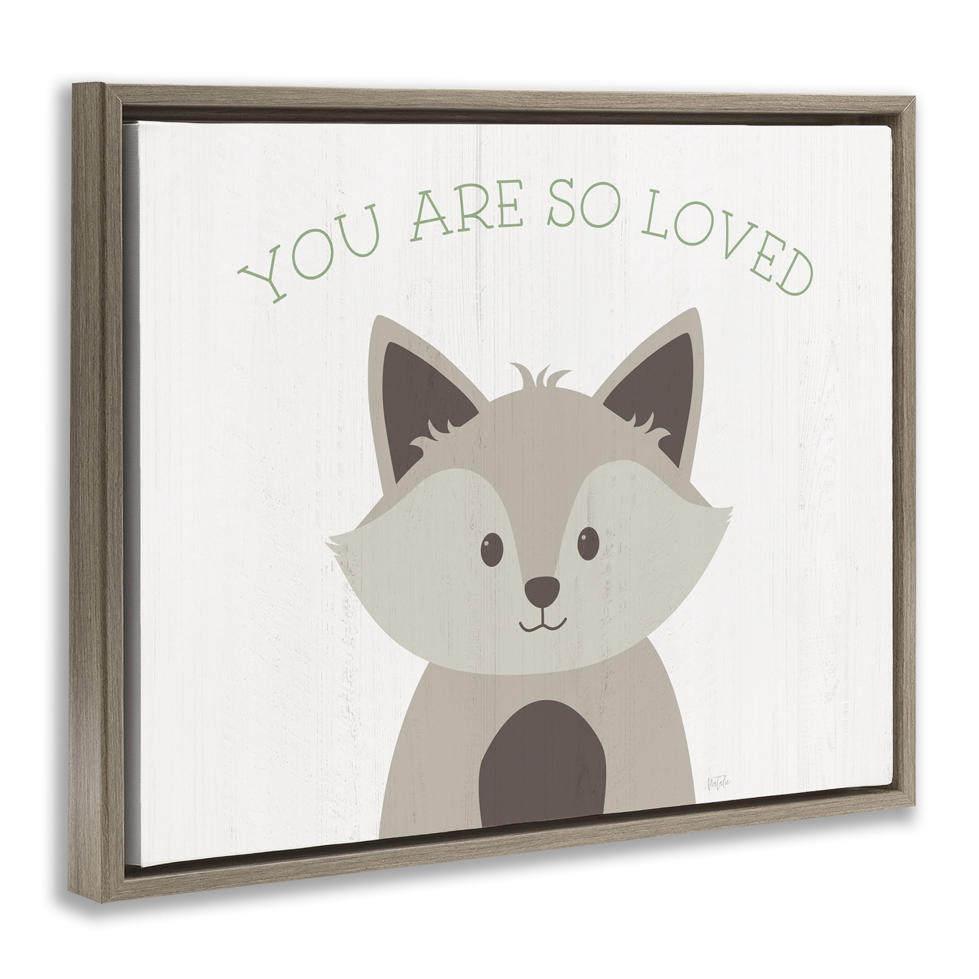 Stupell Industries So Loved Smiling Fox Animals Painting Brown Floater Framed Canvas Art Print Wall Art, 31 x 25