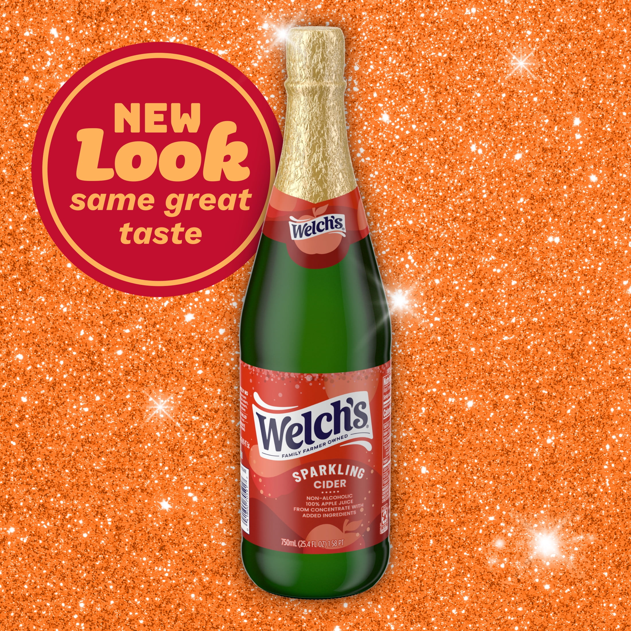 Welch's Non-Alcoholic Sparkling 100% Apple Juice, Cider, 25.4 fl oz Bottle