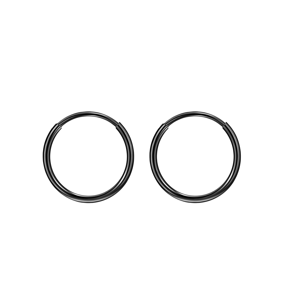 316L Surgical Steel Earrings for Women Black Hoop Earring 8mm Endless