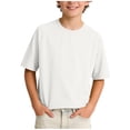 thumbnail image 2 of Atogsazn Kids Boys Summer T-shirt Children Casual Crew Neck Short Sleeve Tshirt Pullover Loose Fit Tops Tee White 7-8 Years Fashion, 2 of 6