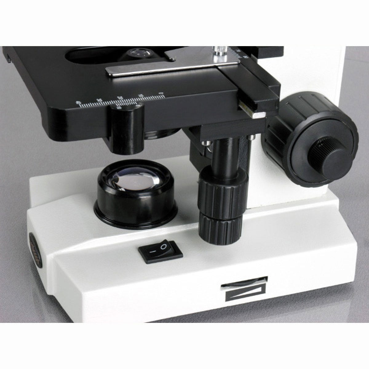 WF10x and WF20x Eyepieces 1.25 NA Abbe Condenser Mechanical Stage AmScope M220B Monocular Compound Microscope Tungsten Illumination 110V Brightfield Coaxial Coarse and Fine Focus 40x-800x Magnification