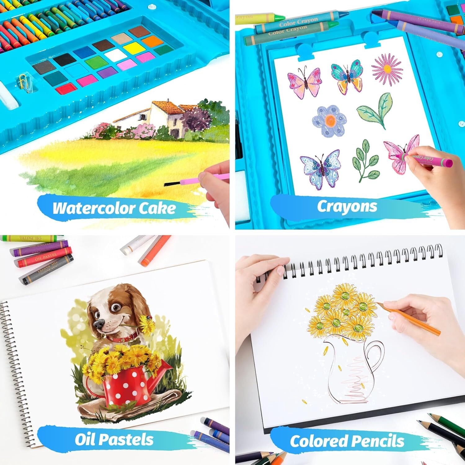 208 Pcs Art and Craft Supplies Colored Pencils - School Supplies Kit Painting Drawing Sketching Coloring Teens Girls Boys Kids Ages 6 7 8 9 10 11 12 Years Old with Oil Pastels Crayons